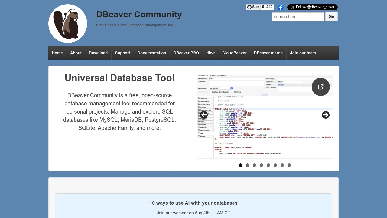 DBeaver product interface