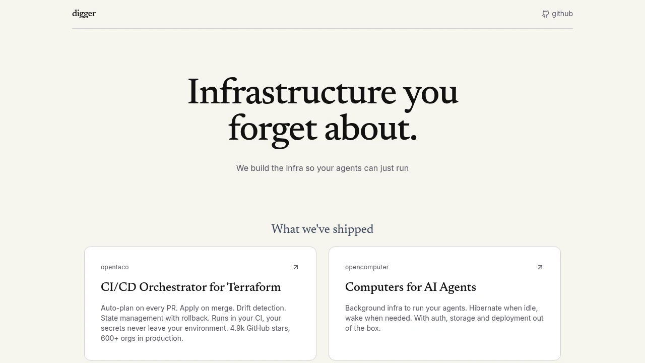 Digger product interface
