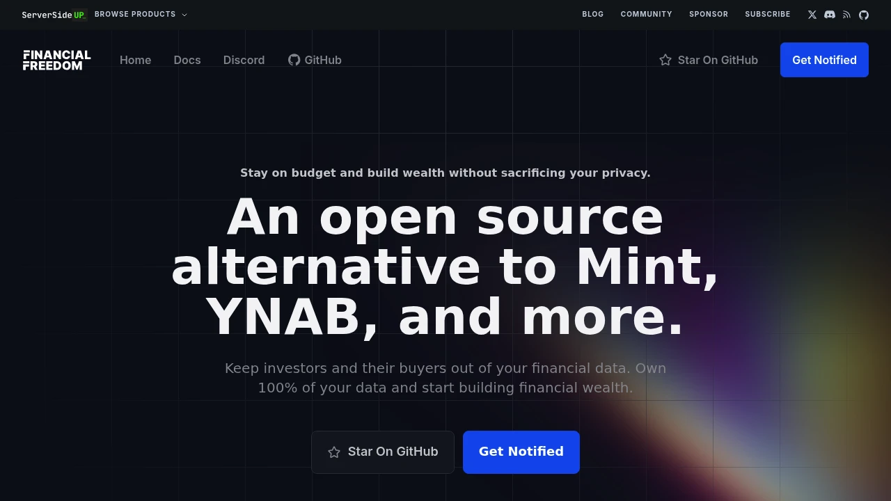 Financial Freedom product interface