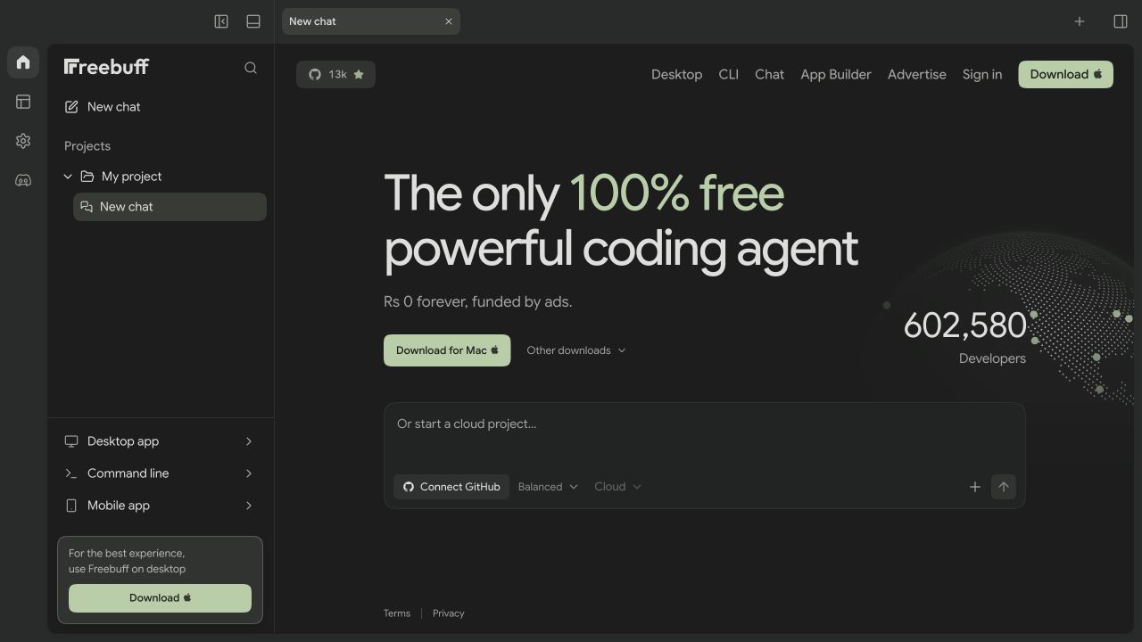 Freebuff product interface