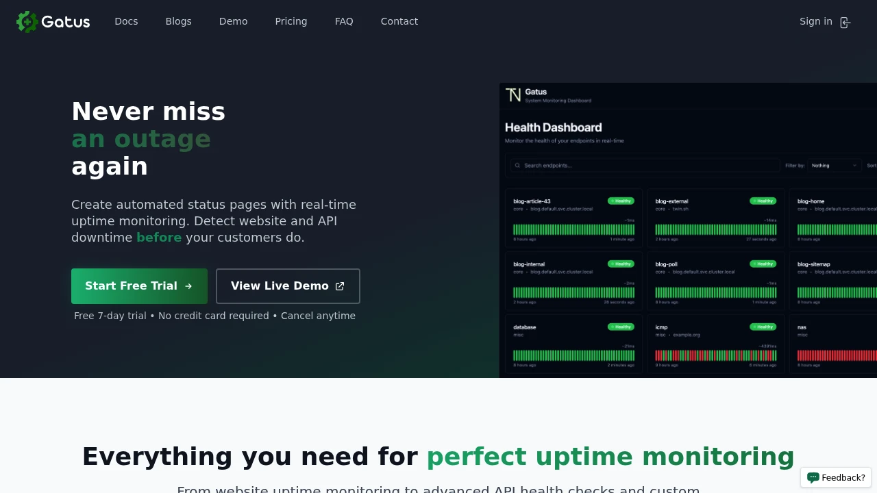 Gatus product interface