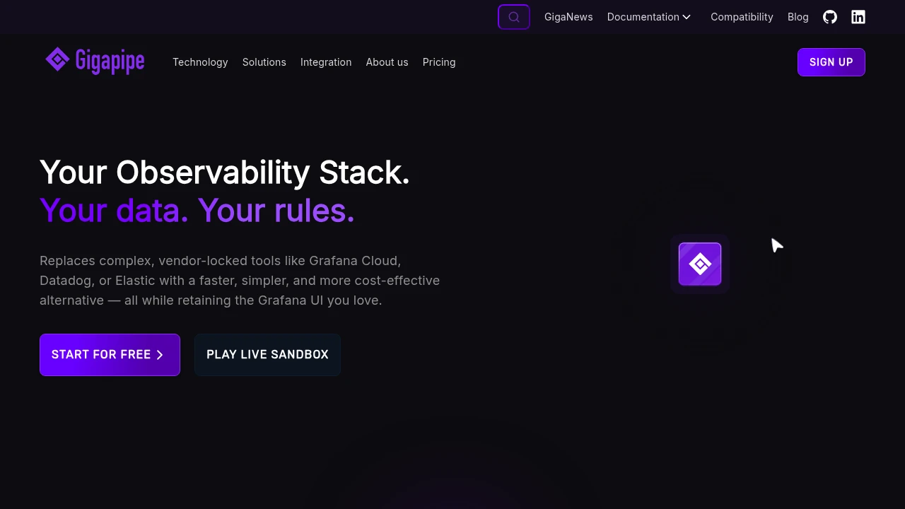 Gigapipe product interface