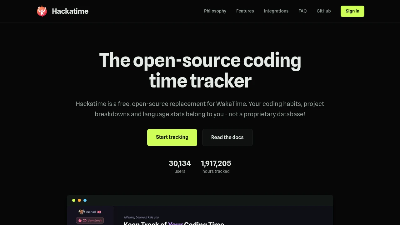 Hackatime product interface