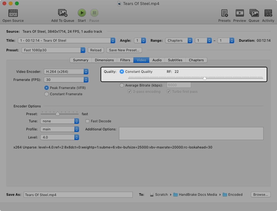 HandBrake product interface