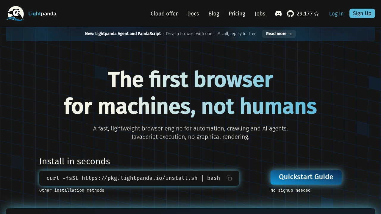 Lightpanda product interface
