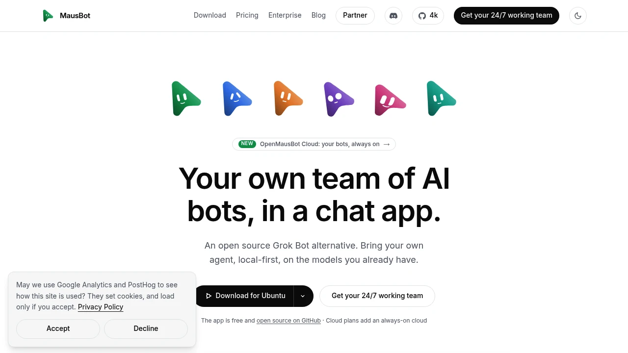 MausBot product interface