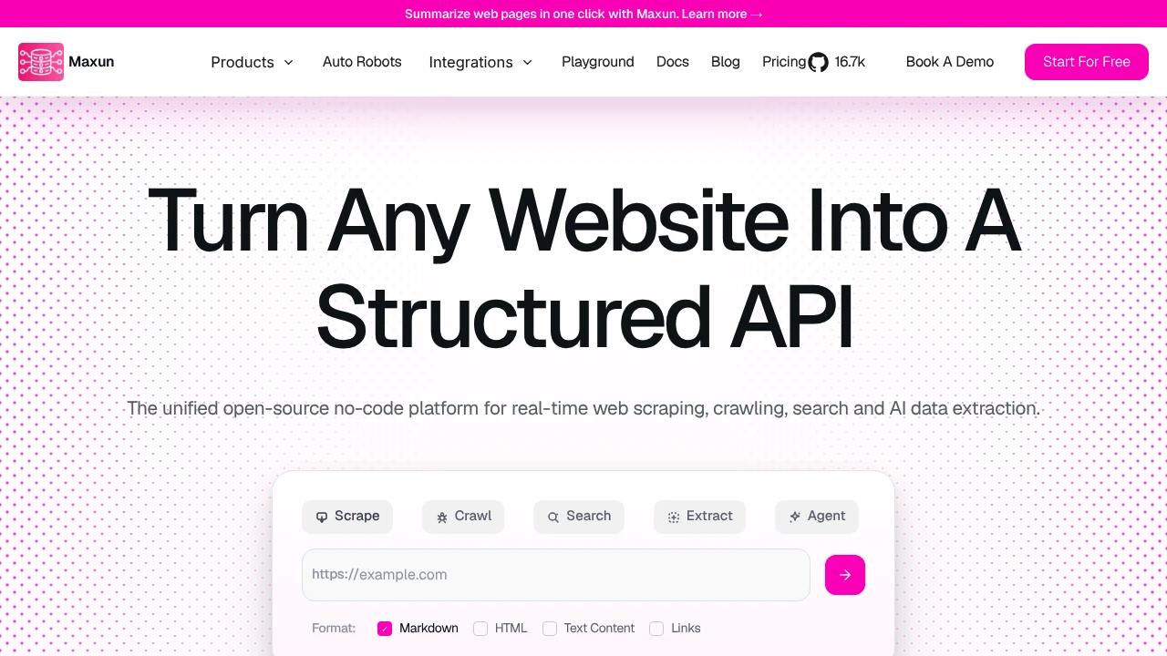 Maxun product interface