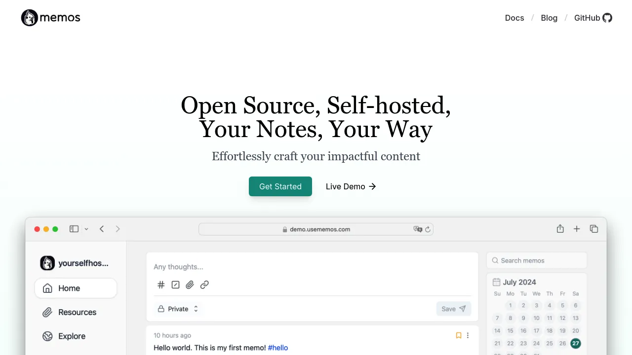 Memos product interface