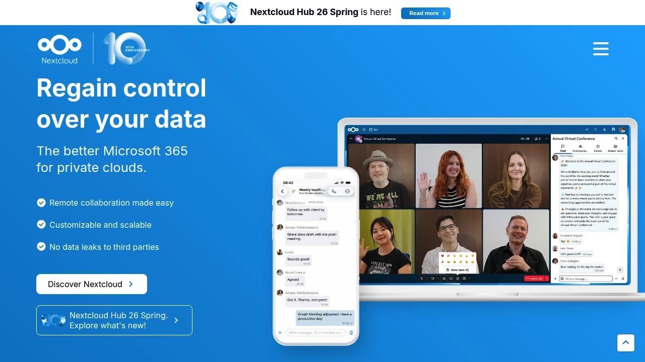 Nextcloud product interface
