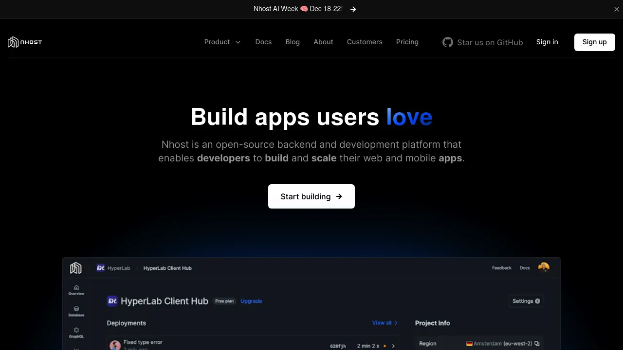 NHost product interface