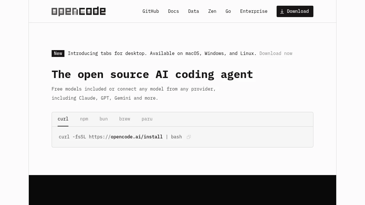 OpenCode product interface