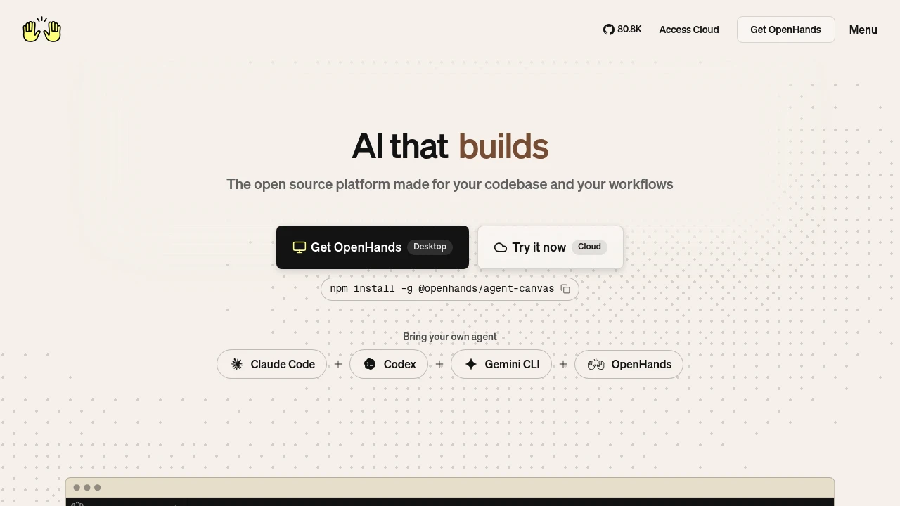 OpenHands product interface