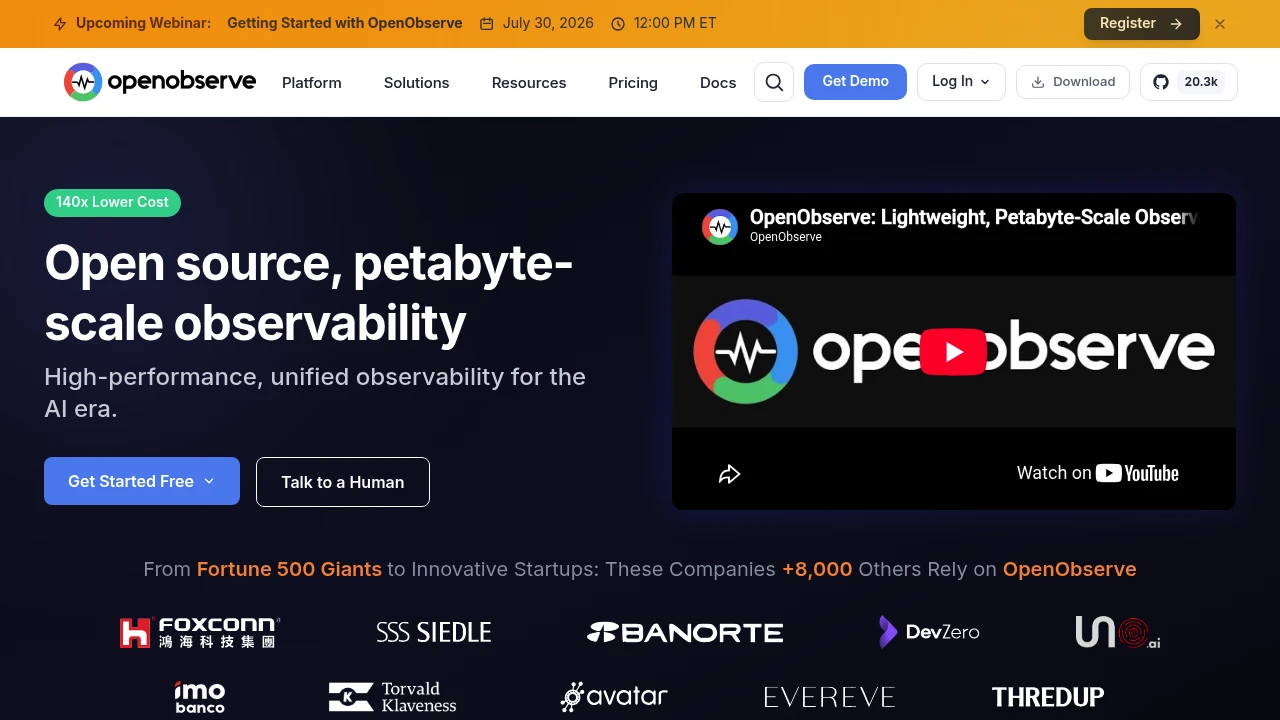 OpenObserve product interface