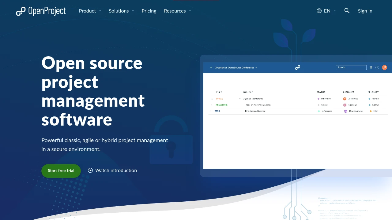 OpenProject product interface