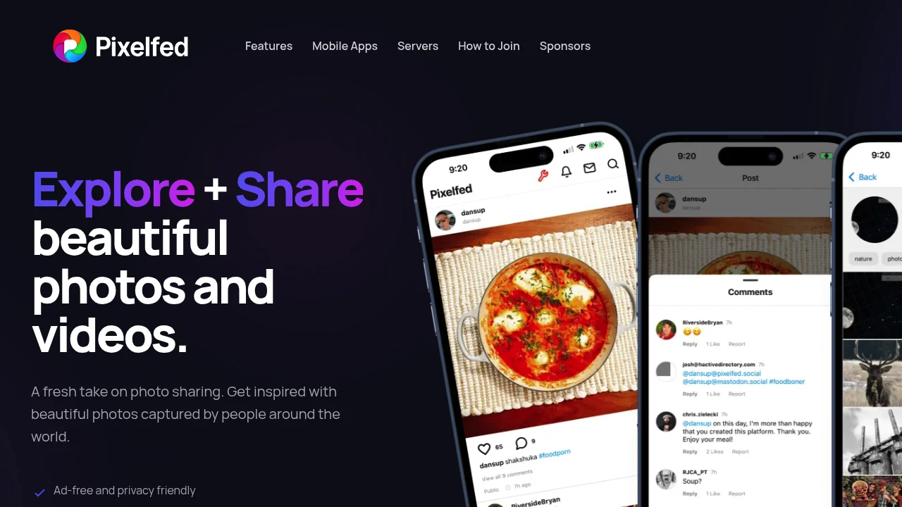 Pixelfed product interface