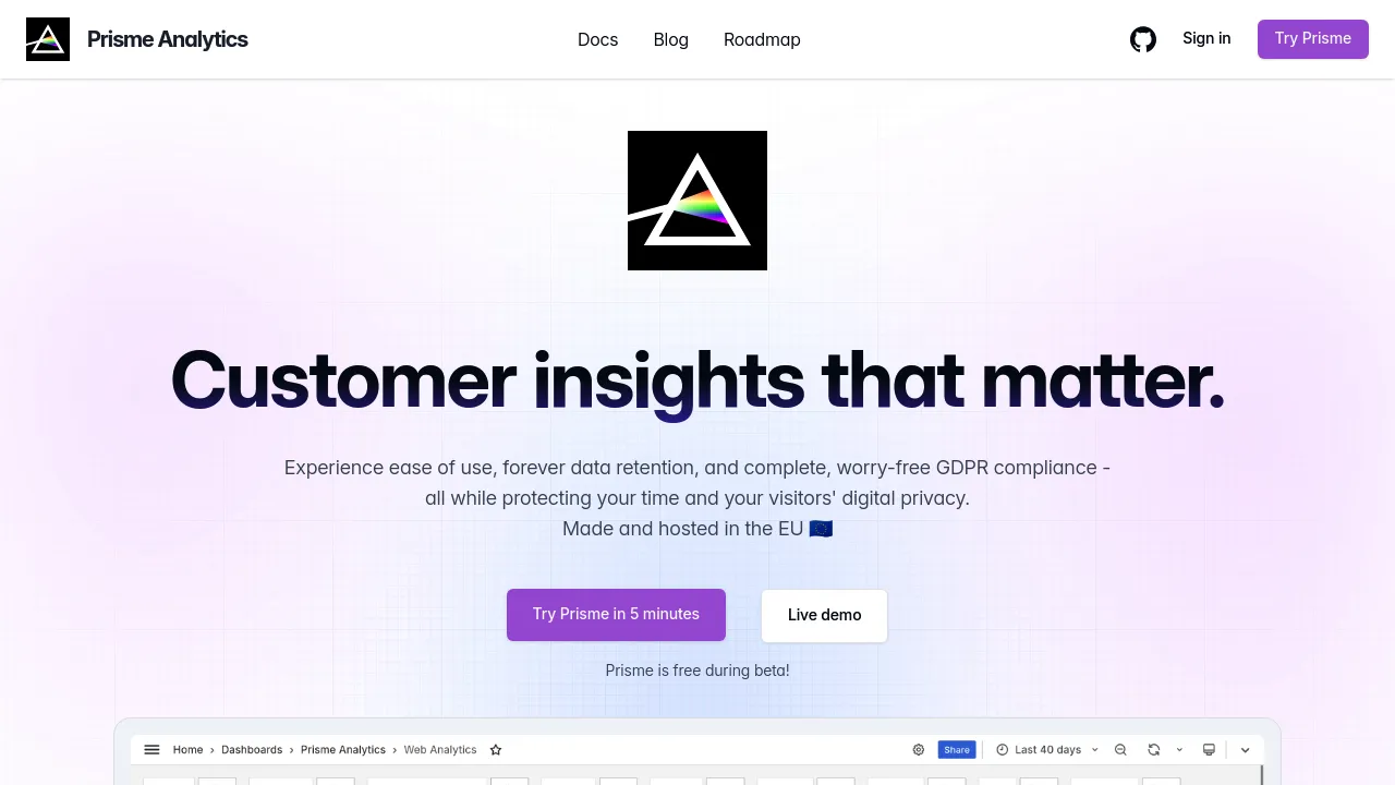 Prisme Analytics product interface