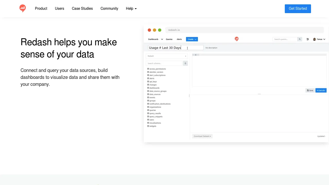 Redash product interface