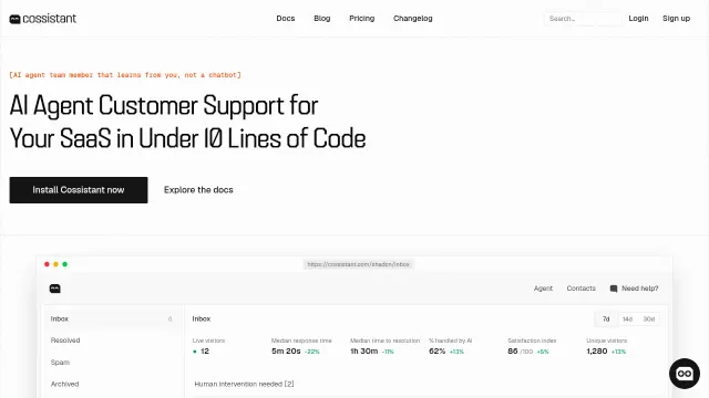 Cossistant product interface