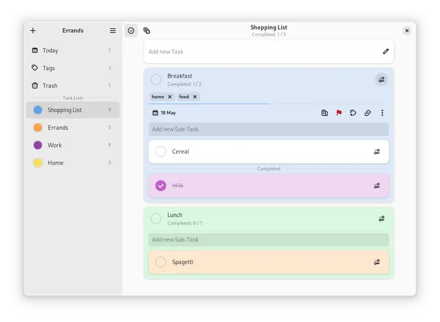 Errands product interface