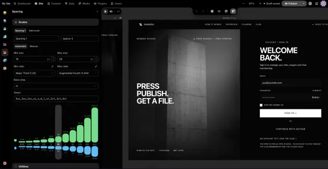 Instatic product interface