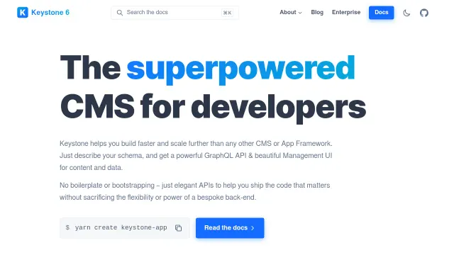KeystoneJS product interface