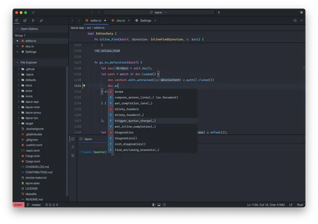 Lapce product interface