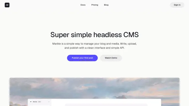 Marble CMS product interface