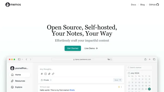 Memos product interface