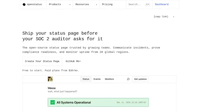 OpenStatus product interface