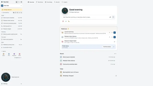 Row-Bot product interface