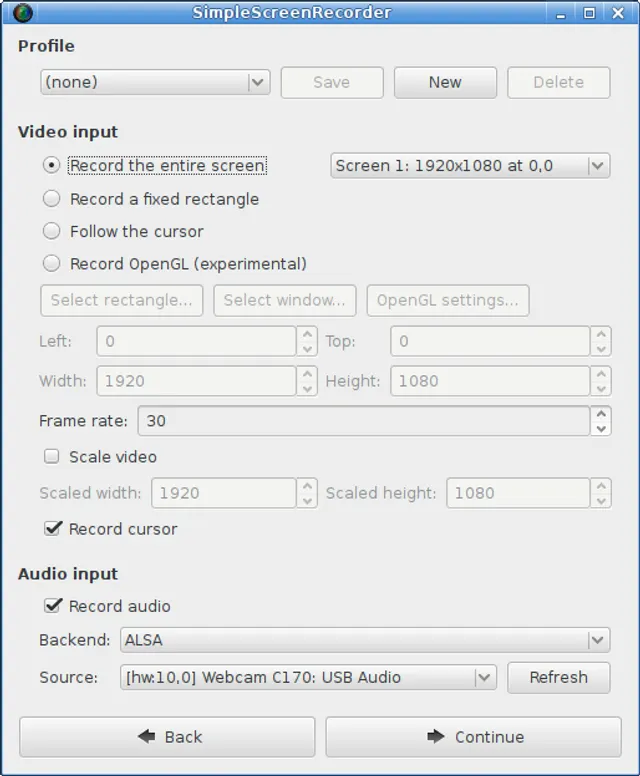 SimpleScreenRecorder product interface