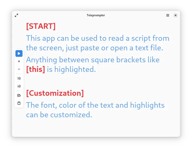 Teleprompter product interface