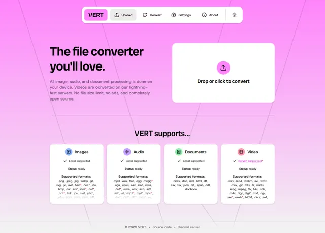 VERT product interface
