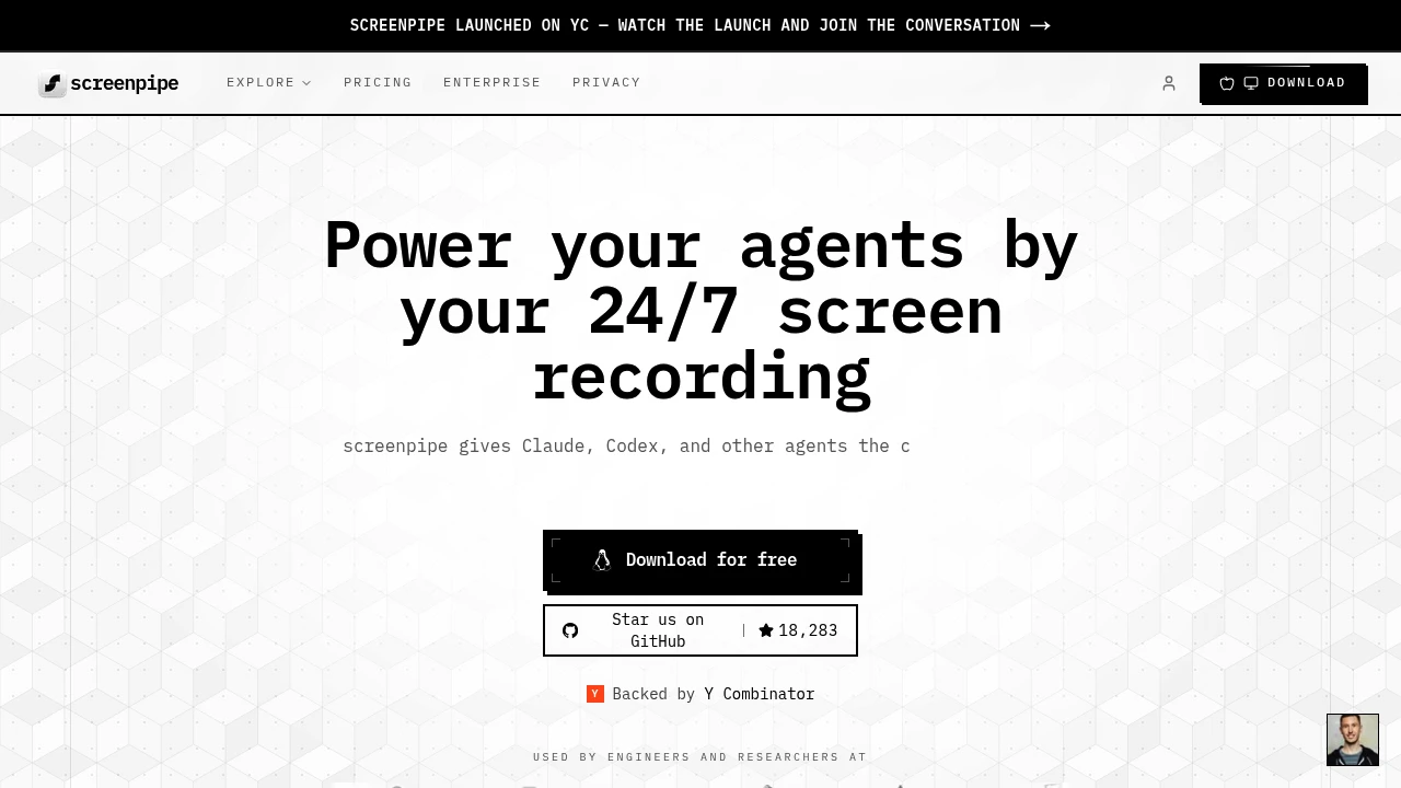 screenpipe  product interface