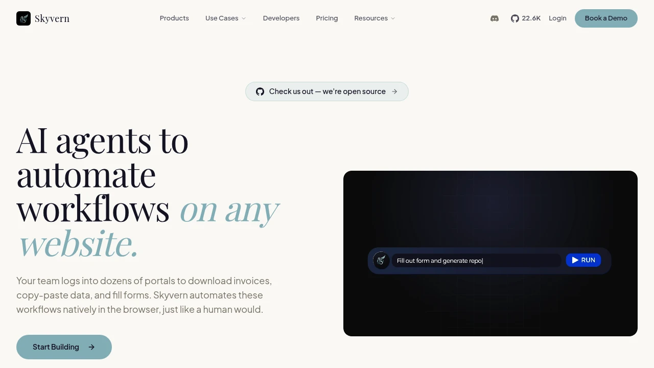 Skyvern product interface