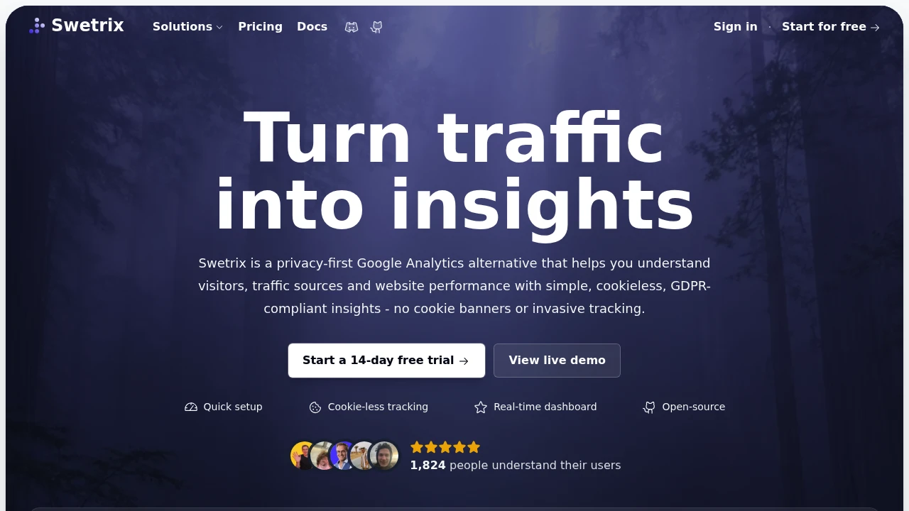 Swetrix product interface