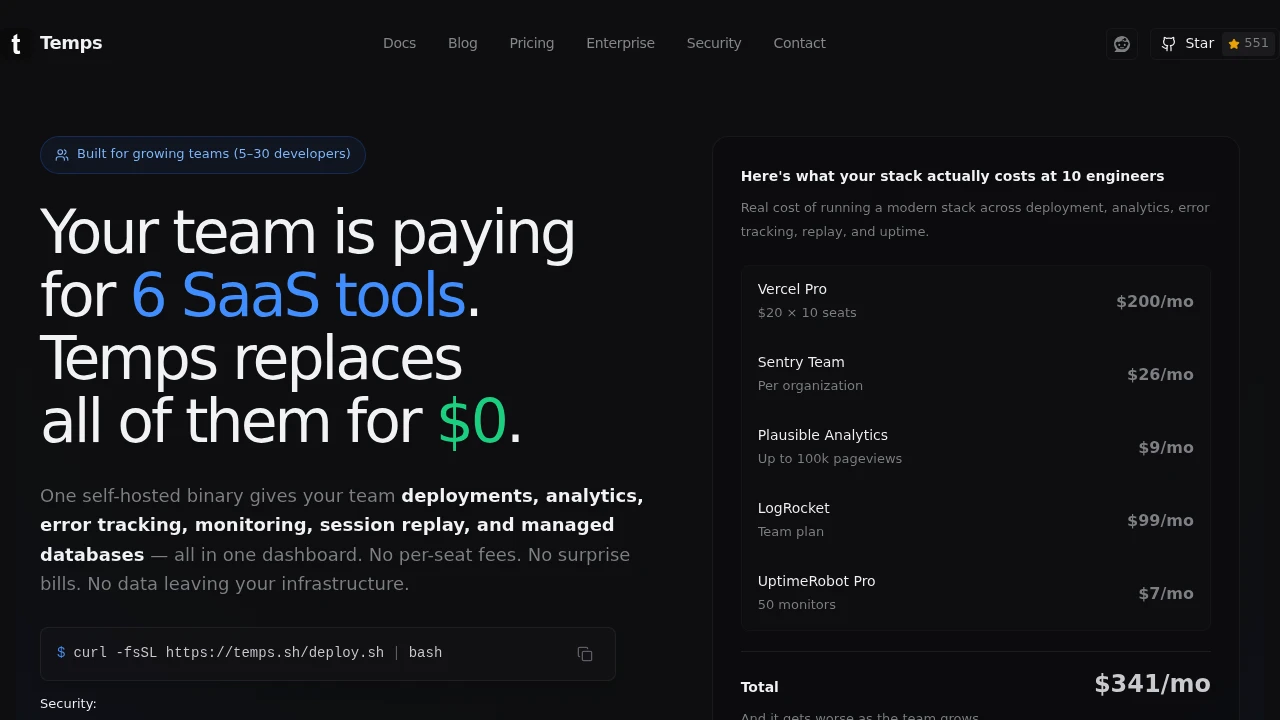 Temps product interface