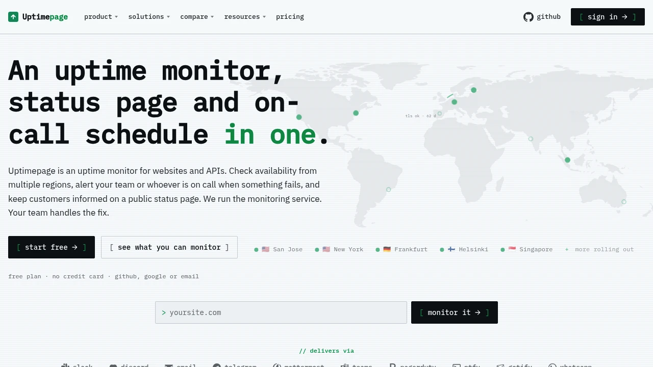 Uptimepage product interface