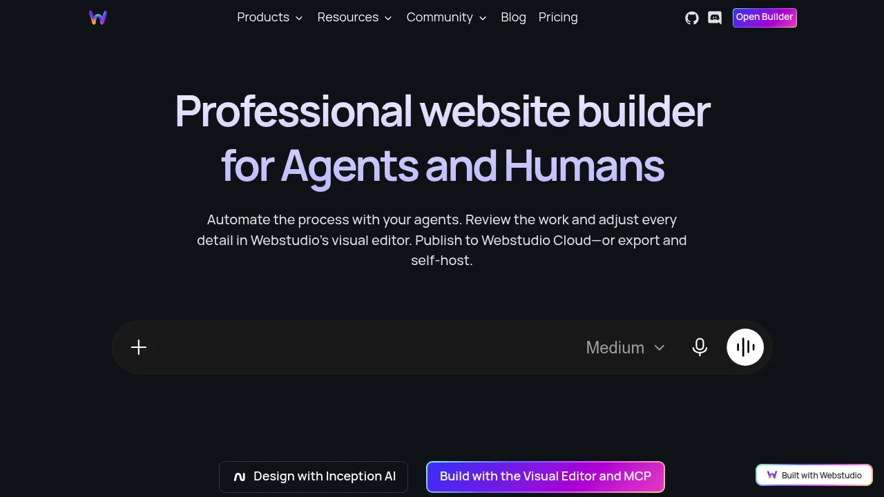 WebStudio product interface